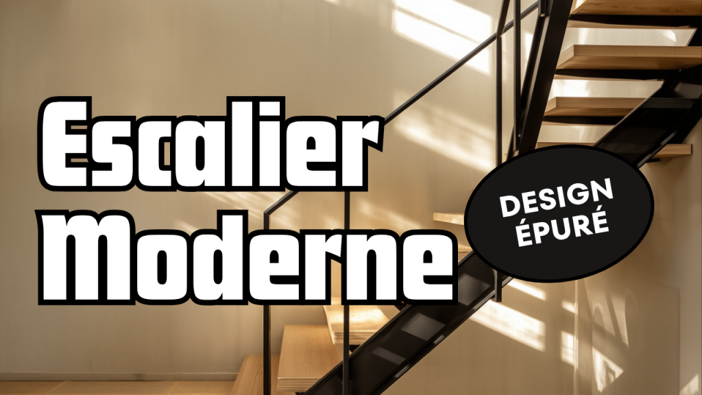 Escalier métallique en acier avec marches bois dans un intérieur moderne