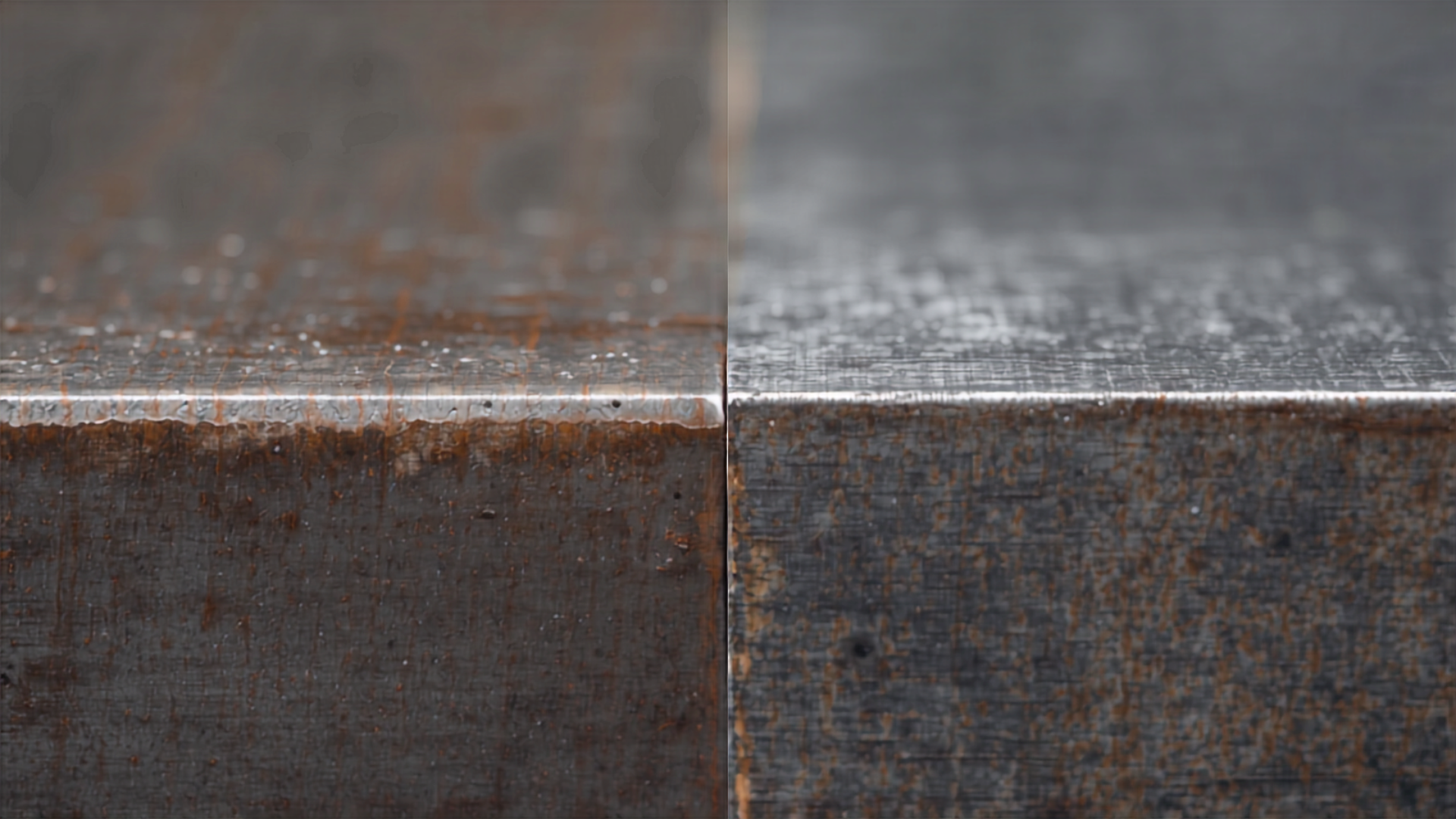 Comparaison des finitions acier brut patiné et acier peint thermolaqué sur un escalier métallique